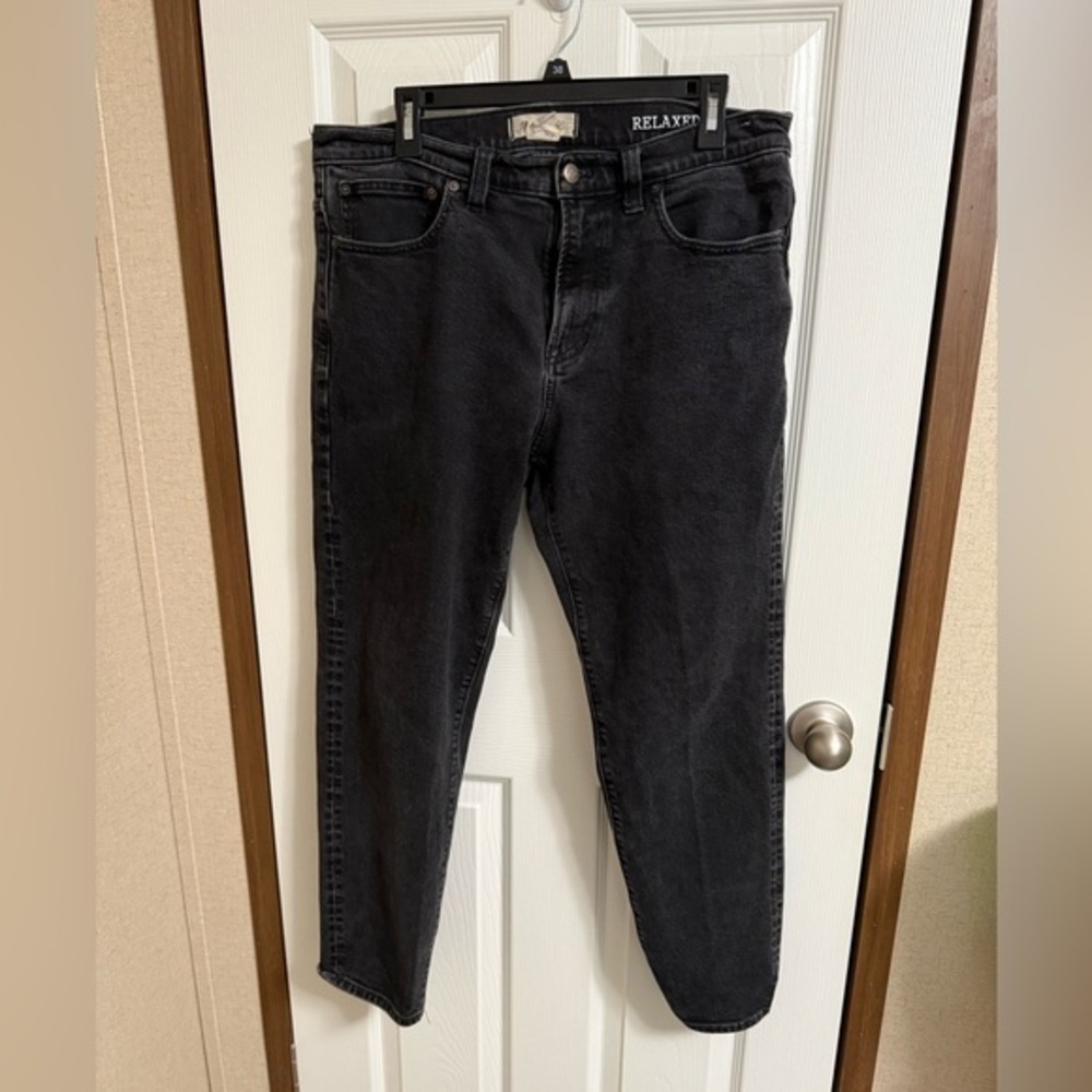 Madewell women black relaxed taper jeans sz 34 x 30
